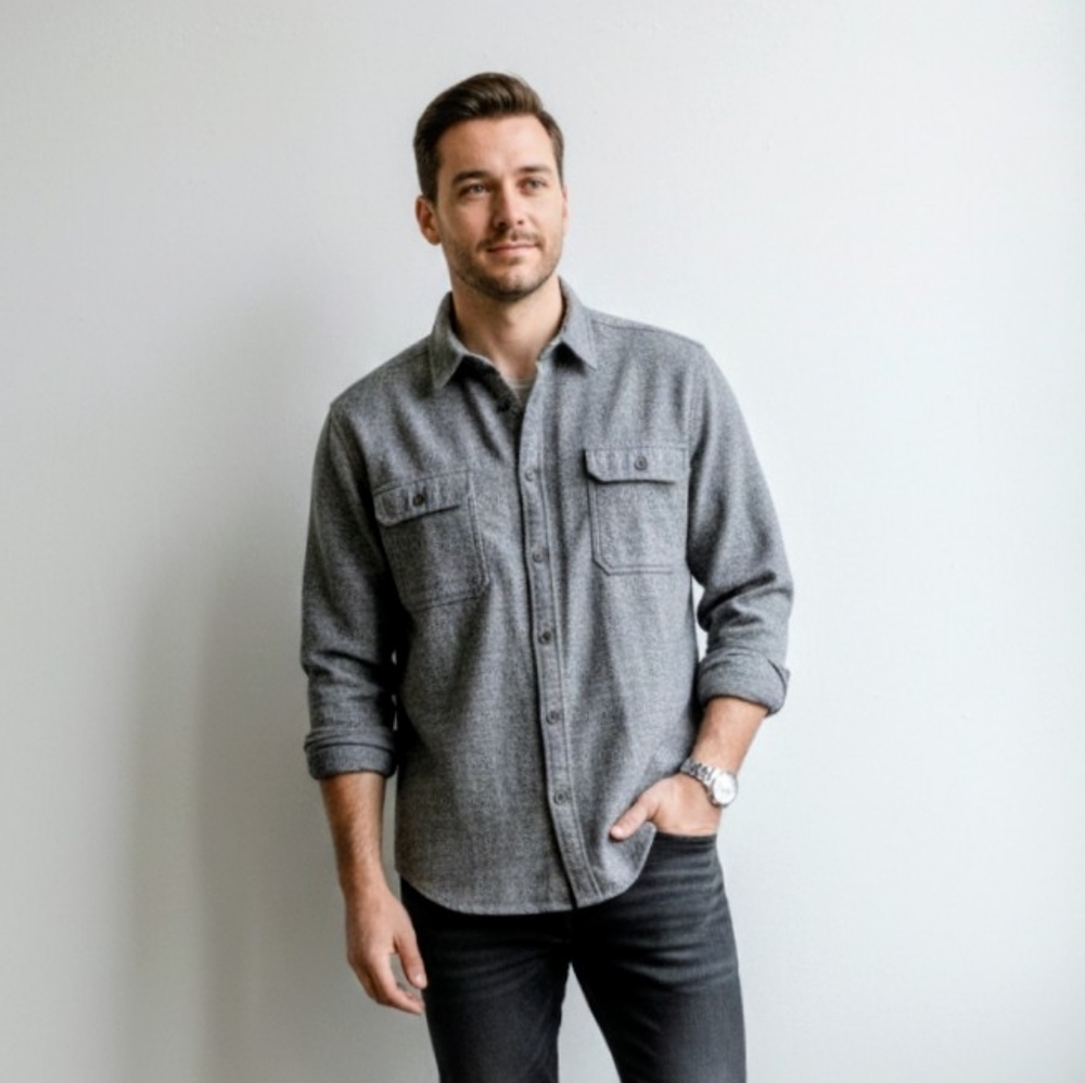 Goodfellow & Co Grey Flannel Work Shirt - Standard Fit -XL
